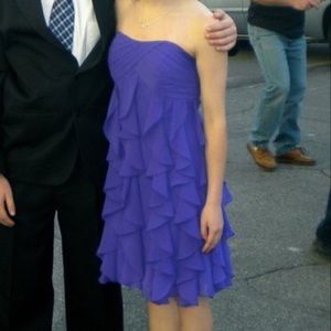 Strapless Purple Elegant Short Dress with Ruffles